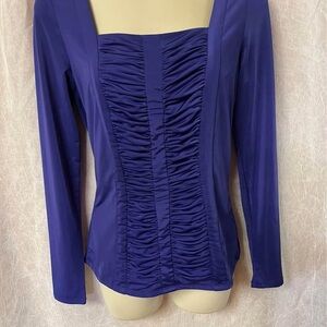 Carmen Marc Valvo Royal Blue Ruched Blouse